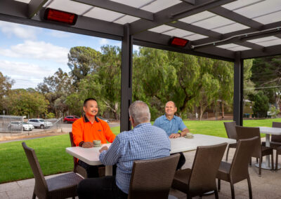 Heliosa 66 black infrared heating application for outdoor space at Rezz Hotel South Australia.