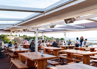 Seaside outdoor infrared heater installation - The Boatshed La Perouse, NSW