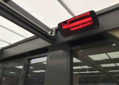 Heliosa 66 Black Glass short wave infrared heater installation - Rezz Hotel, SA