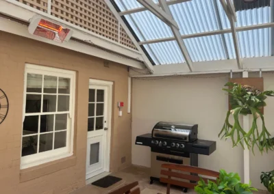 Heliosa 66 short wave infrared heater installation - Residential backyard