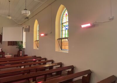 Gnadenfrei Lutheran Church with Heliosa 11 Short wave infrared heaters