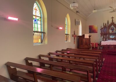 Gnadenfrei Lutheran Church with Heliosa 11 Short wave infrared heaters